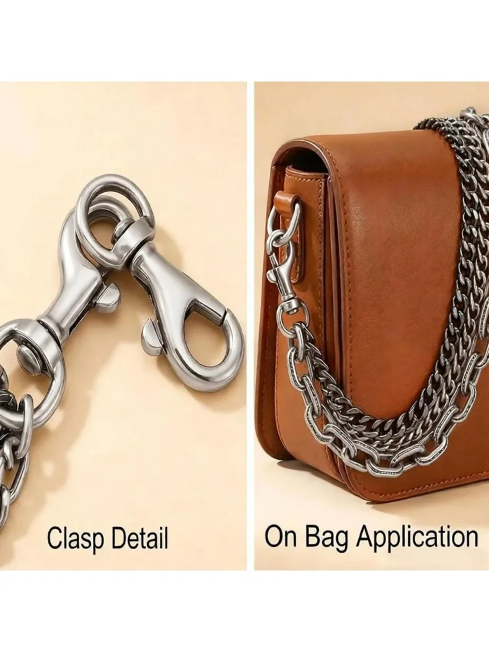 Trendy Gold Purse Charm Chain for Handbags - Vintage Two-Tone Keychain Pendant